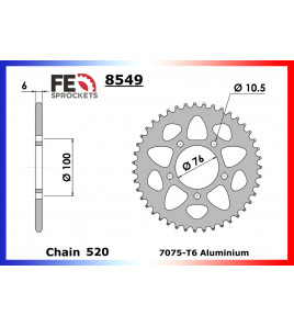 Couronne Alu 520 FE Yamaha YZF-R1/R1M 15'-19'