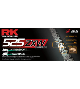 Chaîne de transmission Racing RK 525 ZXW | ENDURANCE hyper robuste