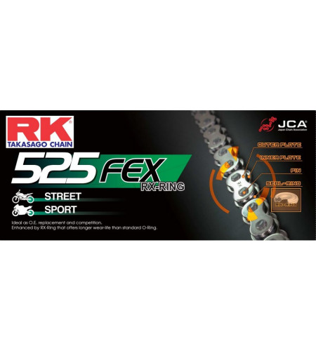 Chaîne de transmission street sport RK 525 |SUPER RENFORCEE