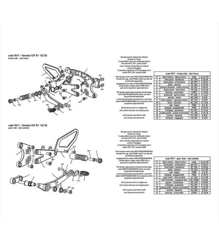 patte echappement Y011 Bonamici racing Yamaha YZF-R1/R1M '15-23