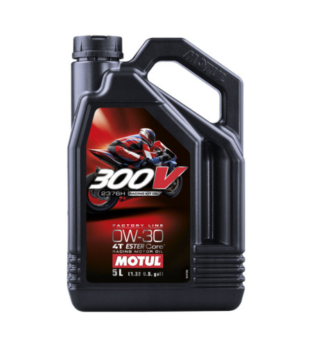 Huile moteur Motul 300V Ester core 4T 0W30 Factory line road racing 4L | Speciale Honda HRC 2376H