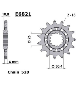 Pignon acier 520 Yamaha YZF-R1/R1M 15'- | France Equipement E6821.