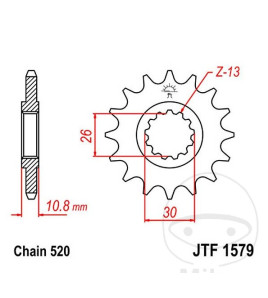 Pignon acier 520 Yamaha YZF-R1/R1M 15'- | JT Sprockets
