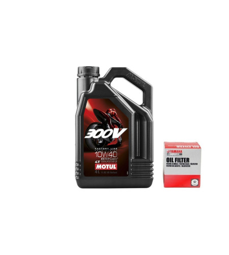 pack vidange motul 300v 10w40 4L + Filtre à huile origine Yamaha YZF-R1/R6/R7/Tmax