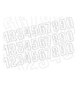 Numéros de course 16x7,5cm blanc autocollant adhesif sticker